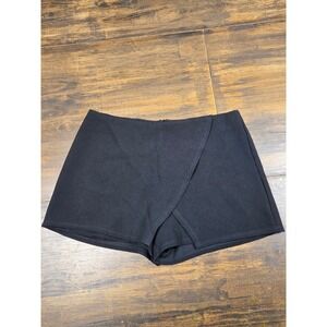 Hug Black Wrap Front Skort Mini Skirt Shorts P2032EX Womens Large Made in USA